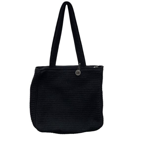The Sak Black Crochet Bag With Zip Closure - Picture 1 of 12